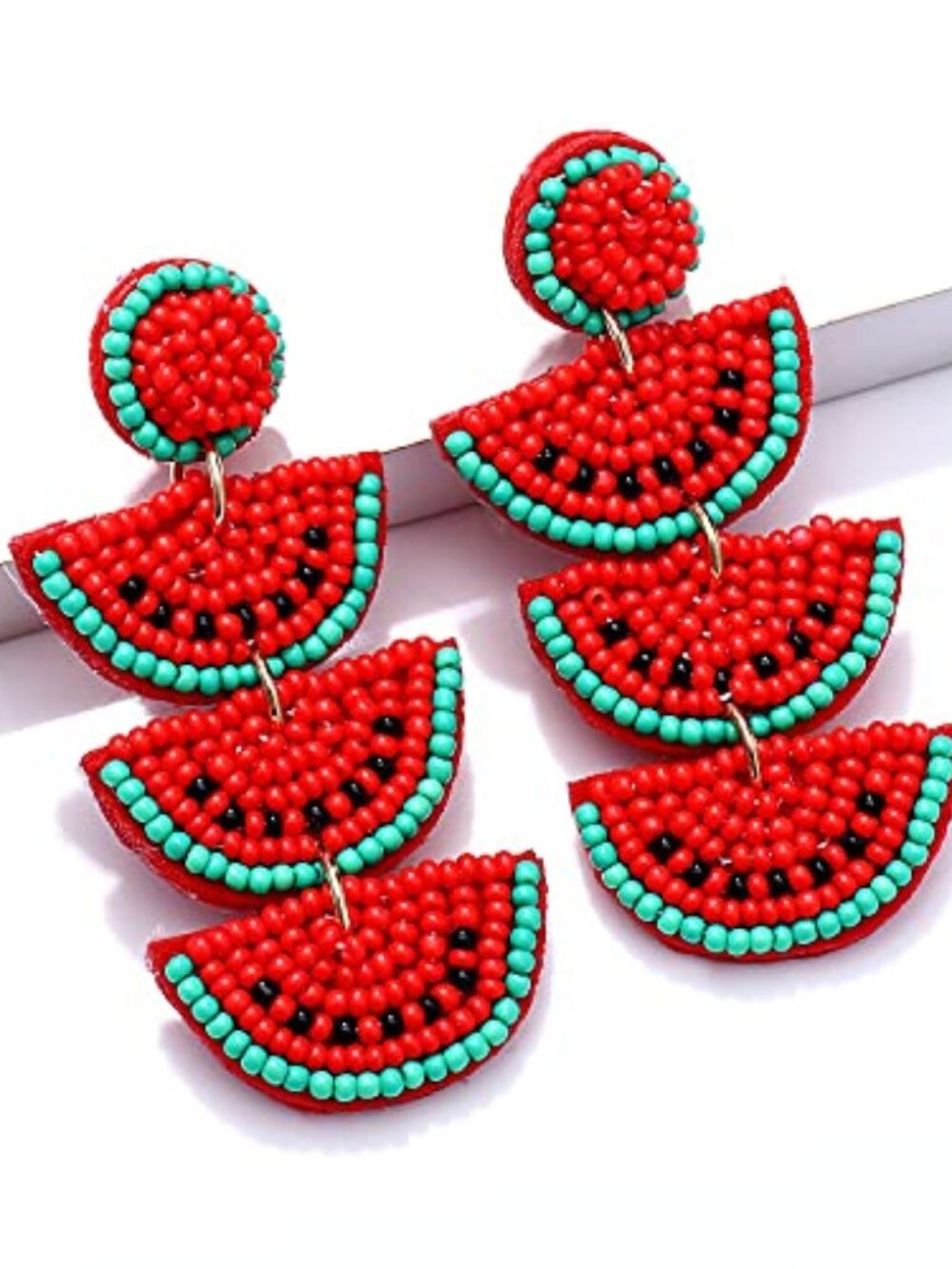 Beaded Dangle Earrings Handmade Bead Avocado Pineapple Watermelon Earrings
